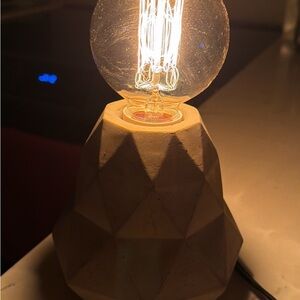 Geometric Tan Table Lamp with Edison Bulb